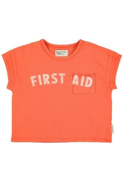 Piupiuchick t'shirt orange w/ "first aid" print | tee