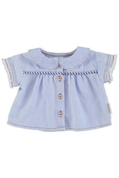 Piupiuchick baby peter pan collar shirt light blue soft denim | blouse