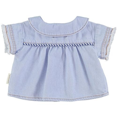 Piupiuchick baby peter pan collar shirt light blue soft denim | blouse-6