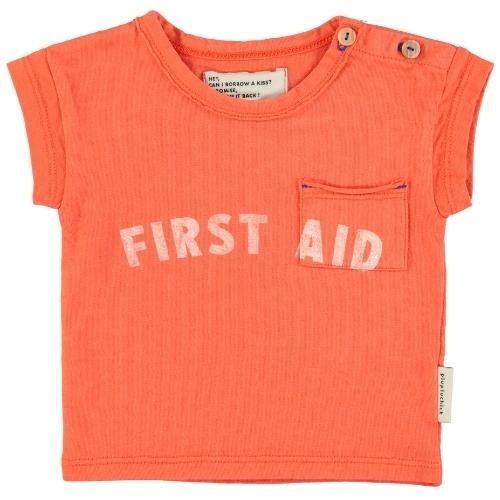 Piupiuchick baby t'shirt orange w/ "first aid" print | tee-1