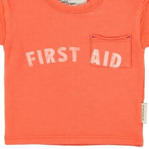 Piupiuchick baby t'shirt orange w/ "first aid" print | tee-4