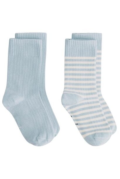Gray Label ribbed socks 2-pack sky - cream | sokken