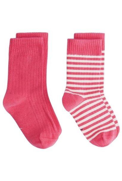 Gray Label ribbed socks 2-pack cherry - cream | sokken