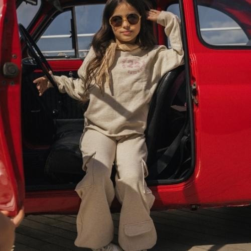 Charlie Petite josephine cargo jeans beige melange | broek-2