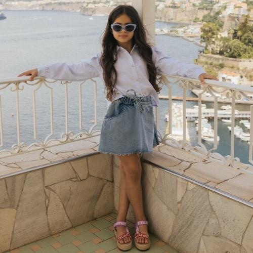 Charlie Petite gaby blouse stripes light blue white | top-3