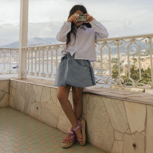 Charlie Petite gaby blouse stripes light blue white | top-4