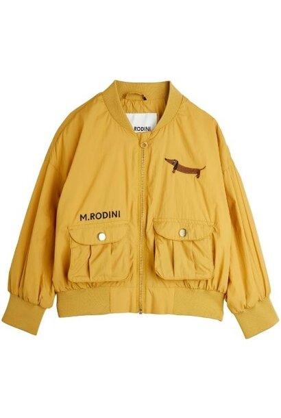 Mini Rodini dog nylon baseball jacket emb beige | jasje