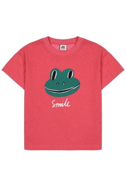Jelly Mallow smiling frog pigment t-shirt pink | tee