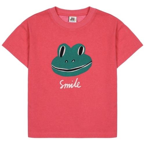 Jelly Mallow smiling frog pigment t-shirt pink | tee-1