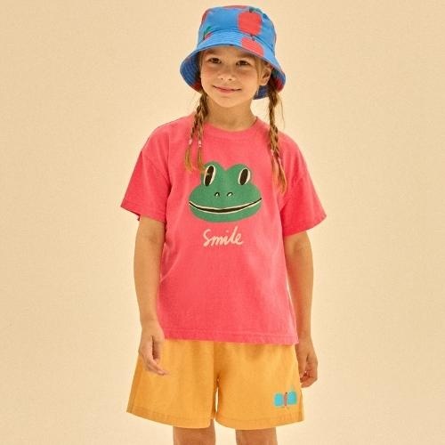 Jelly Mallow smiling frog pigment t-shirt pink | tee-3