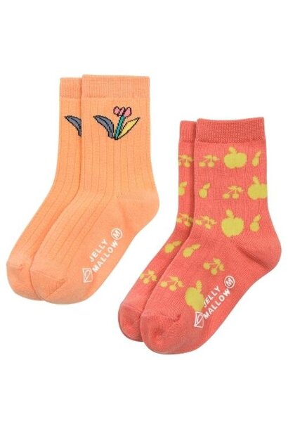 Jelly Mallow pinkcoral socks set multi | sokken