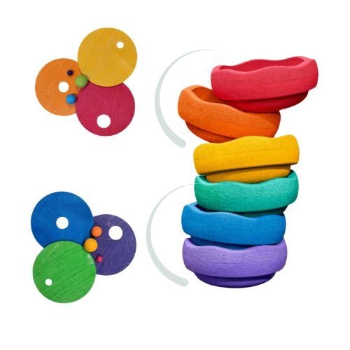 Grimm's x Stapelstein® rolling discs cool classic | houten cirkels-3