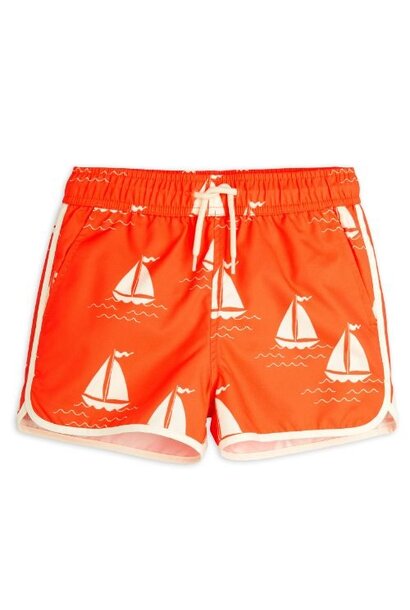 Mini Rodini sailing boats aop swim shorts red | zwembroek
