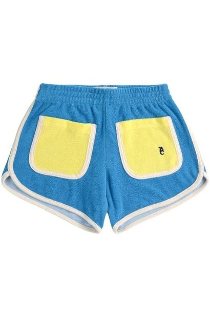 Bobo Choses blue color block terry cloth shorts light blue | korte broek