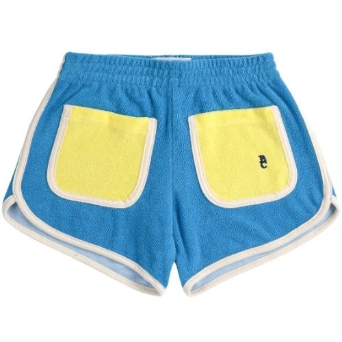 Bobo Choses blue color block terry cloth shorts light blue | korte broek-1