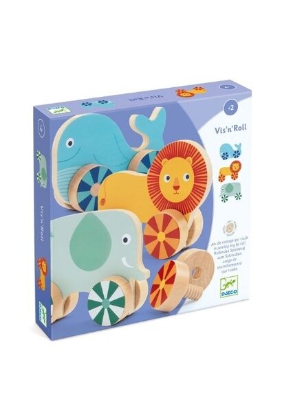 Djeco Vis'n'roll - bouwset houten roldiertjes | speelgoed