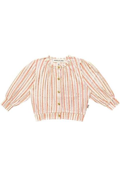 House of Jamie puff cardigan gold vertical stripes | vest