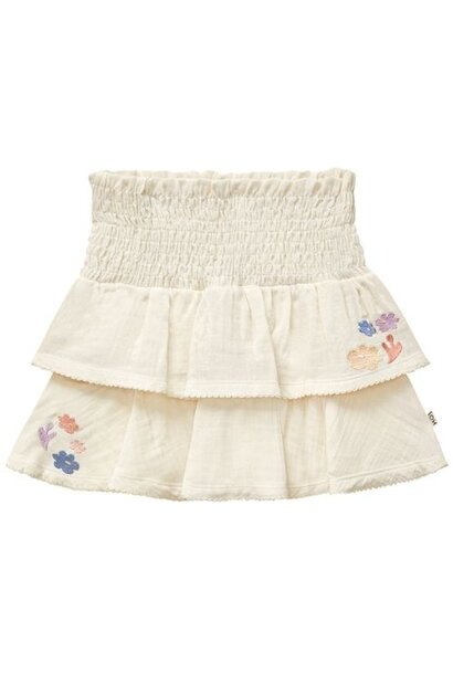 House of Jamie smocked ruffled skirt cream | rok