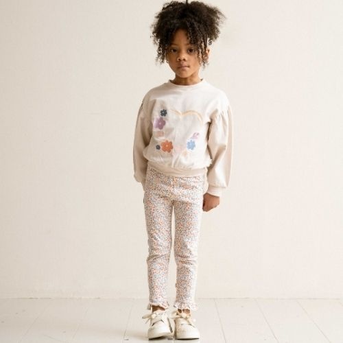 House of Jamie frill leggings peach blush mini floral | broek-2