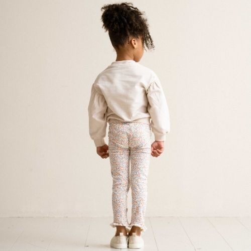 House of Jamie frill leggings peach blush mini floral | broek-3
