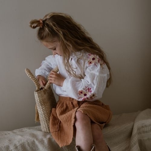 Navy Natural guusje blouse pink flower | top-2