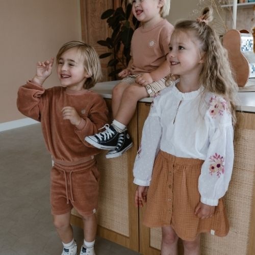 Navy Natural guusje blouse pink flower | top-5