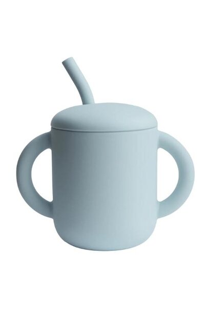 Mushie training cup + straw powder blue | drinkbeker