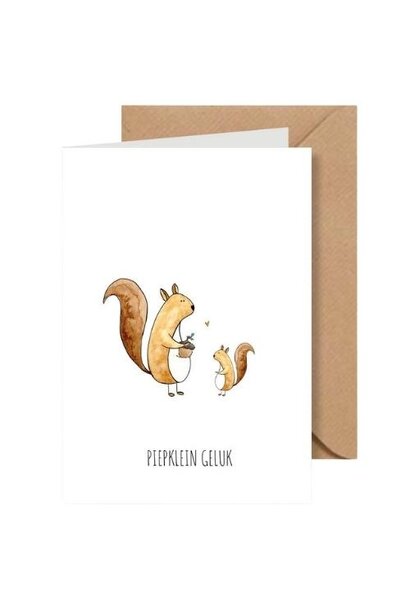 Juulz kaartje 'piepklein geluk' eekhoorntjes | wenskaart