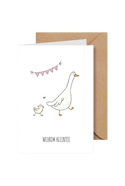 Juulz kaartje 'welkom kleintje' gansjes | wenskaart