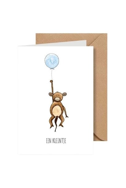 Juulz kaartje 'een kleintje' aapje met ballon | wenskaart