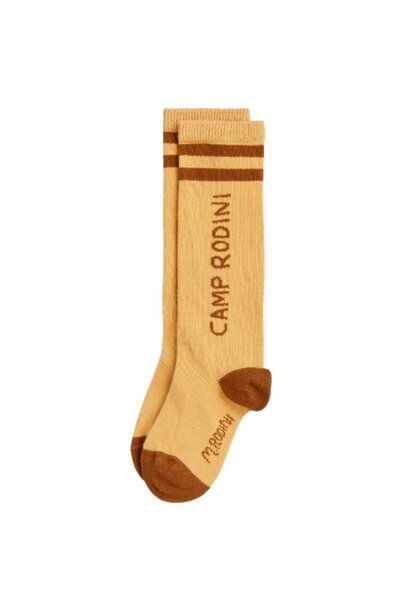Mini Rodini camp rodini knee-high socks beige | sokken