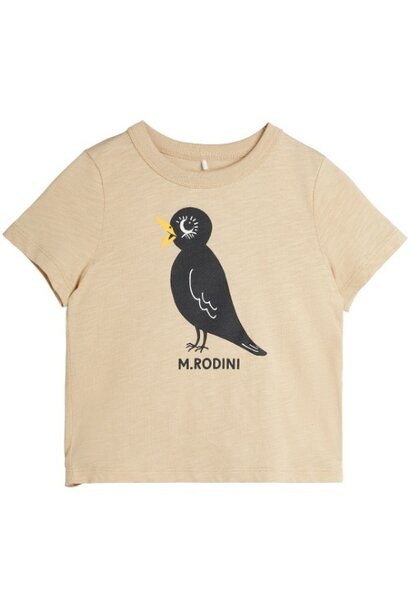 Mini Rodini blackbird sp ss tee beige | t-shirt