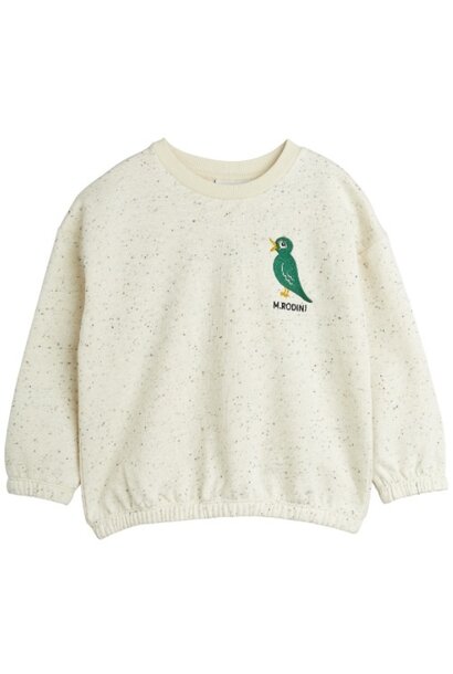 Mini Rodini bird emb neps sweatshirt offwhite | trui