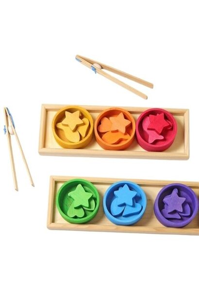 Grimm's houten sorteerspel regenboog bakjes | speelgoed