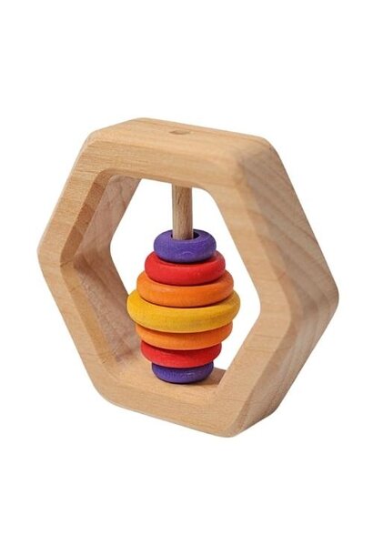 Grimm's houten rammelaar zeshoek | speelgoed
