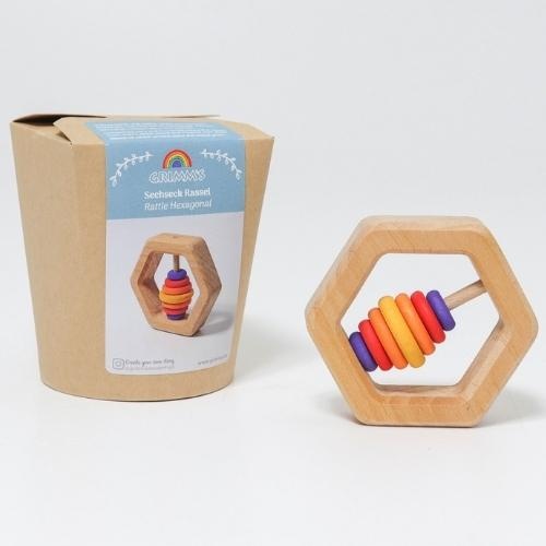 Grimm's houten rammelaar zeshoek | speelgoed-2