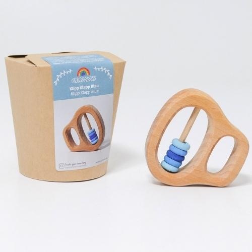 Grimm's houten rammelaar klipp klapp blauw | speelgoed-2