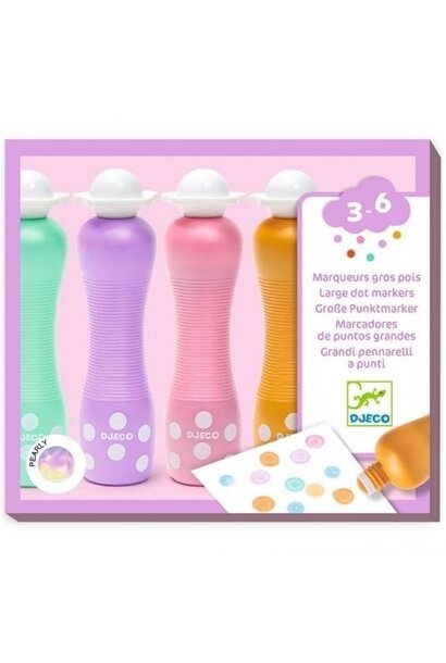 Djeco foam markers pearly - 4 stuks | stippeltjes stiften
