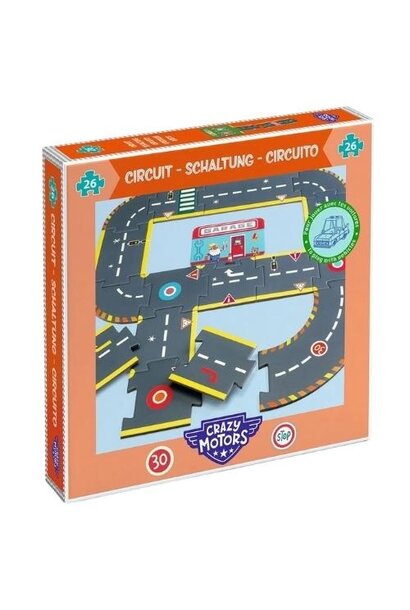 Djeco wegenpuzzel crazy motors stadscircuit 26 stukjes | puzzel