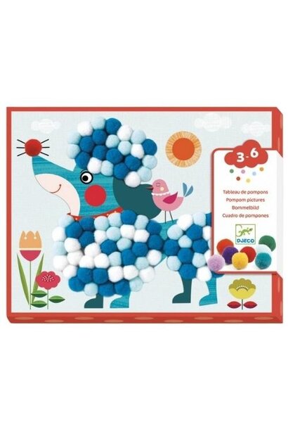 Djeco knutsel- en versierpakket collage maken pompom honden | knutselset