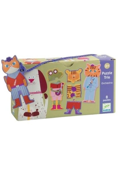 Djeco puzzel trio orchestra - 8 x 3 stukjes | puzzel