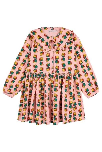 Bobo Choses dices all over micro corduroy dress pink | jurk