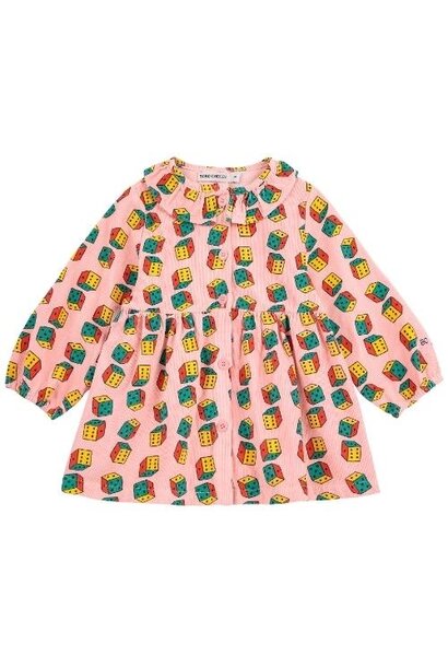 Bobo Choses baby dices all over micro corduroy dress pink | jurk