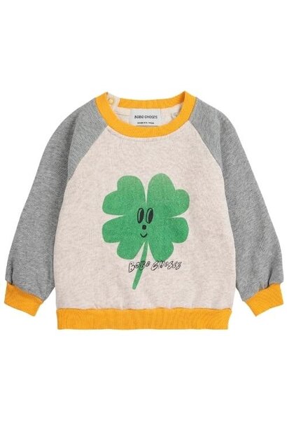 Bobo Choses baby lucky clover sweatshirt light heather grey | trui