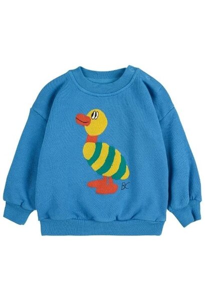Bobo Choses baby striped duck sweatshirt blue | trui