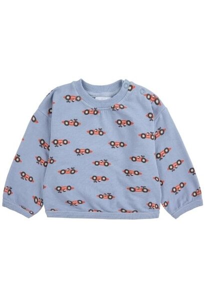 Bobo Choses baby race car all over sweatshirt light blue | trui