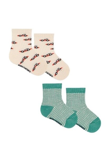 Bobo Choses baby race car all over short socks 2-pack multicolor | sokken