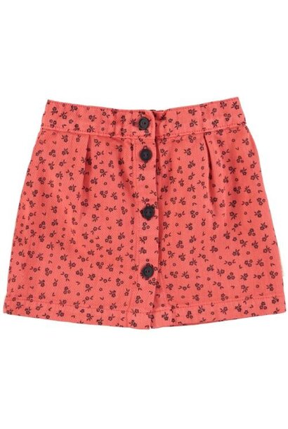 Piupiuchick short skirt raspberry w/ black flowers | rok