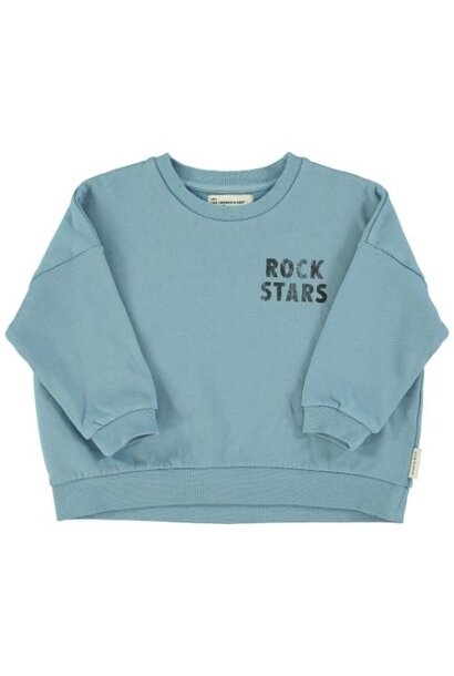 Piupiuchick sweatshirt blue w/ "rock stars" print | trui