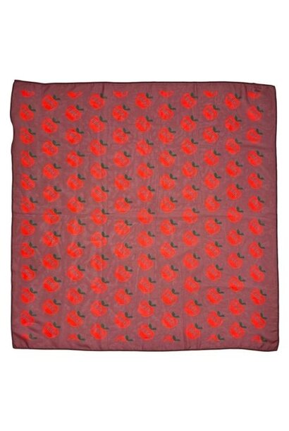 Piupiuchick chiffon bandana bordeaux w/ red apples allover | accessoire